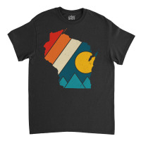 Wisconsin Vintage State Map Mountains Hiking Pride Classic T-shirt | Artistshot