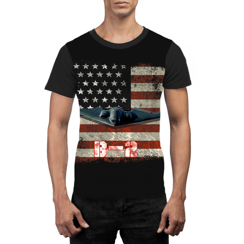 B2 Spirit Stealth Bomber Jet Plane Us Flag Pilot V Graphic T-shirt | Artistshot