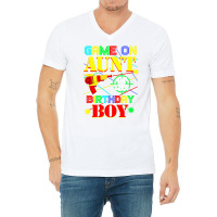 Game On Aunt Of The Birthday Boy Shirt Funny Mommy V-neck Tee | Artistshot