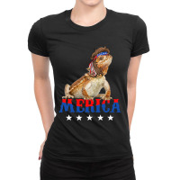 Merica Bearded Dragon Mullet 4th Of July American  Ladies Fitted T-shirt | Artistshot