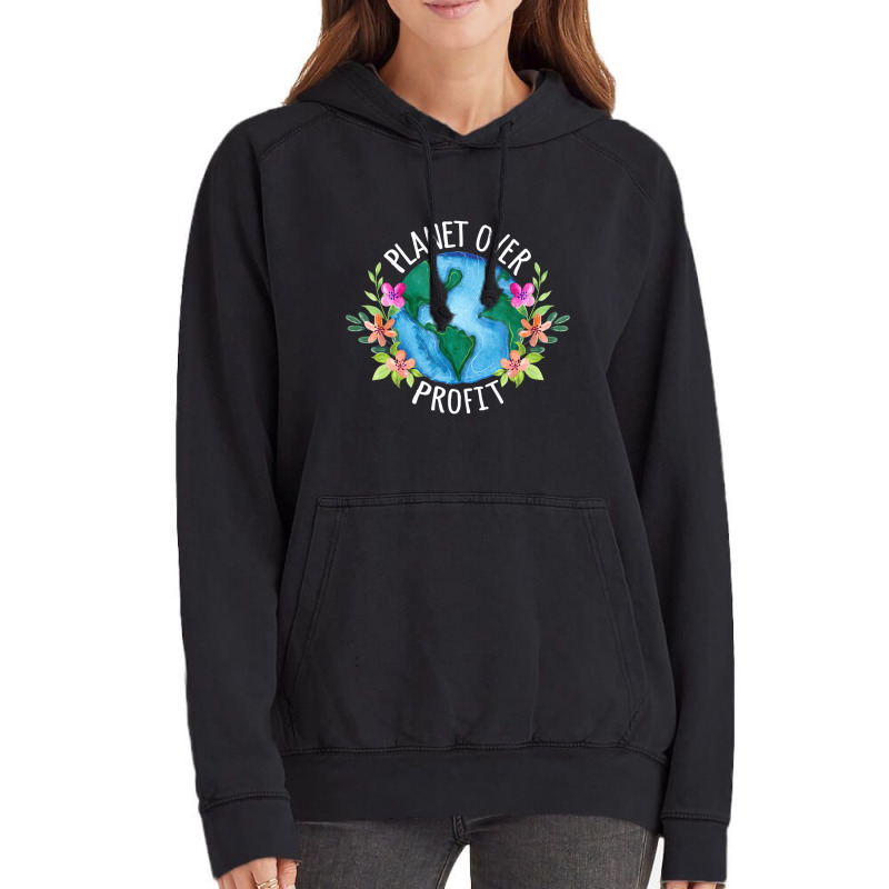 Planet Over Profit Save The Earth Campaign Awarene Vintage Hoodie by worrekal | Artistshot