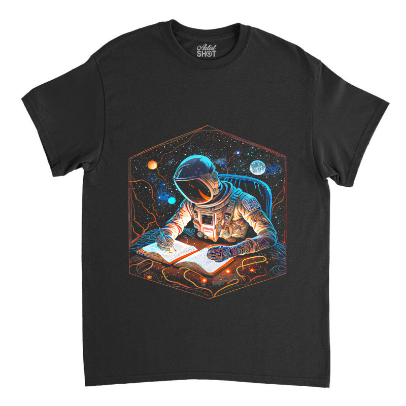 Beautiful Artistic Scifi Reading Astronaut Enlight Classic T-shirt by AURRADILLARD | Artistshot