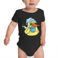 Duck Animal Bird With Coffee Drinking Funny Coffee Baby Bodysuit | Artistshot