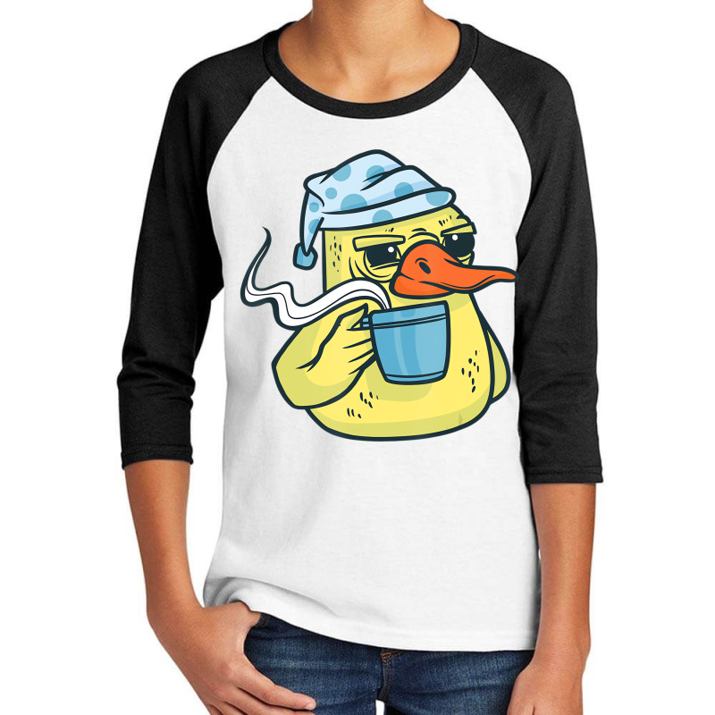 Duck Animal Bird With Coffee Drinking Funny Coffee Youth 3/4 Sleeve by chomibe | Artistshot