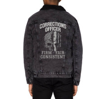 Corrections Officer Firm Fair Consistent Thin Silv Unisex Sherpa-lined Denim Jacket | Artistshot