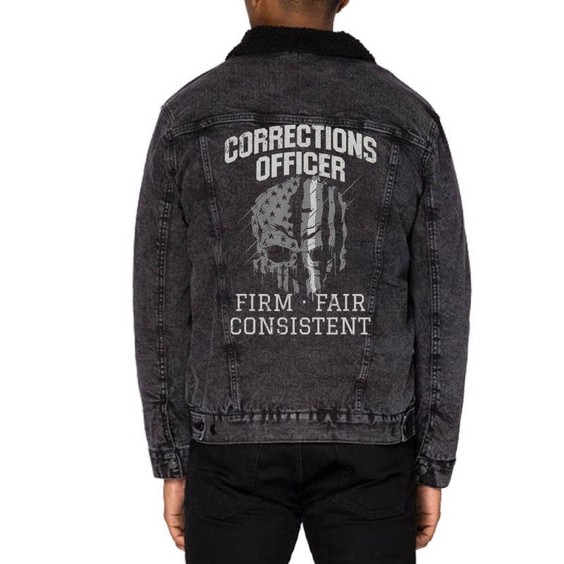 Corrections Officer Firm Fair Consistent Thin Silv Unisex Sherpa-Lined Denim Jacket by hausch | Artistshot