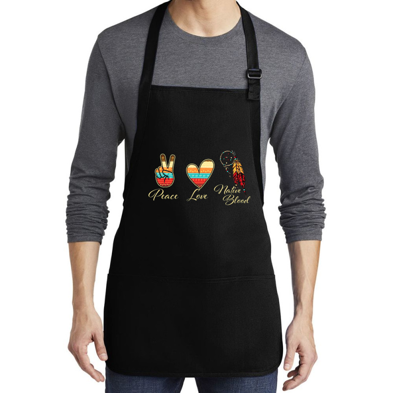 Peace Love Native Blood   Indigenous People Homela Medium-length Apron | Artistshot