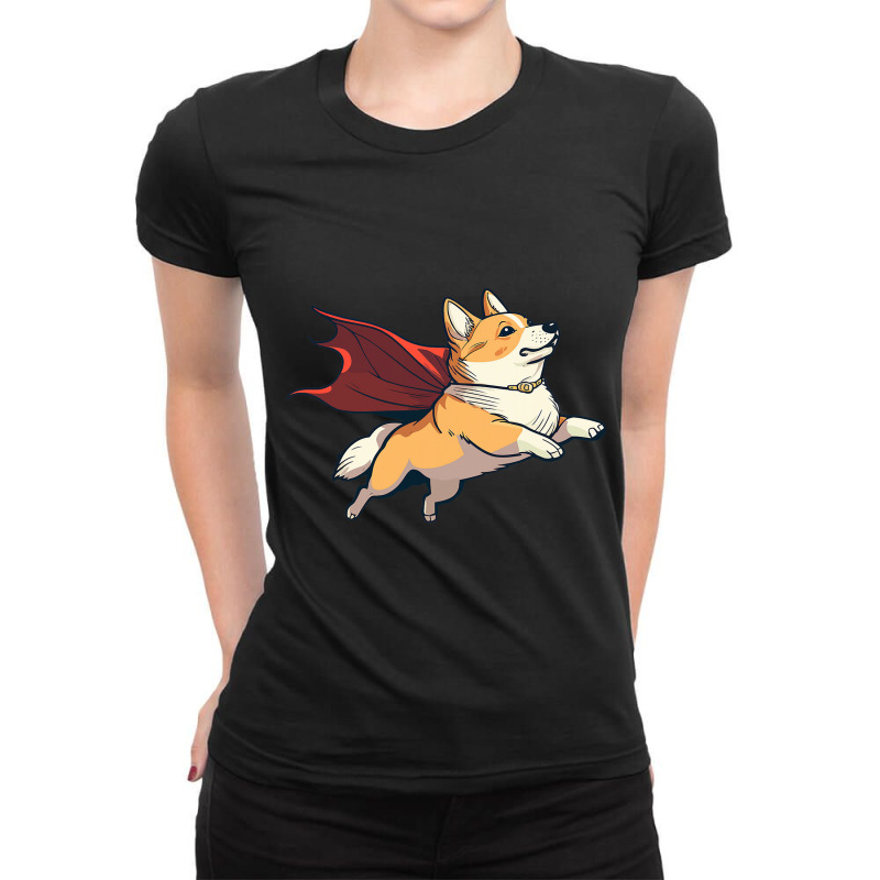 Super Hero Corgi With A Cape Super Dog 1 Ladies Fitted T-Shirt by Upsunshine | Artistshot