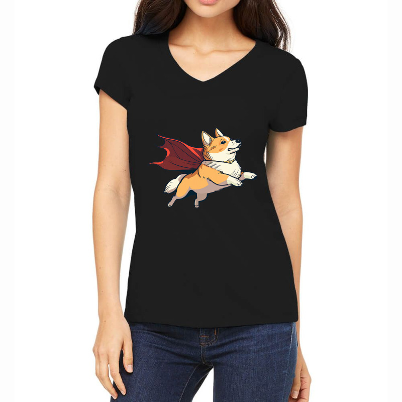 Super Hero Corgi With A Cape Super Dog 1 Women's V-Neck T-Shirt by Upsunshine | Artistshot