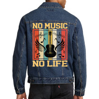 No Music No Life Musical Notes Musician T Shirt Men Denim Jacket | Artistshot