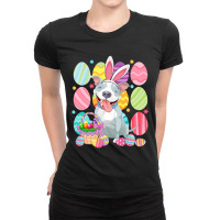 Cute Pitbull Easter Bunny Ear Colorful Easter Egg  Ladies Fitted T-shirt | Artistshot