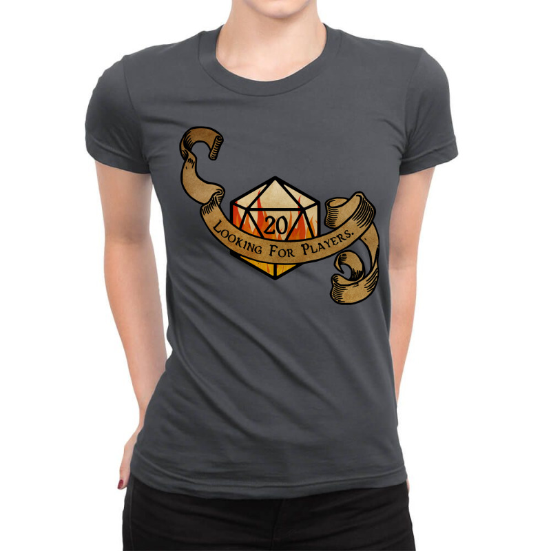 Looking For Players Flaming D20 T Shirt Ladies Fitted T-Shirt by amadionellia | Artistshot