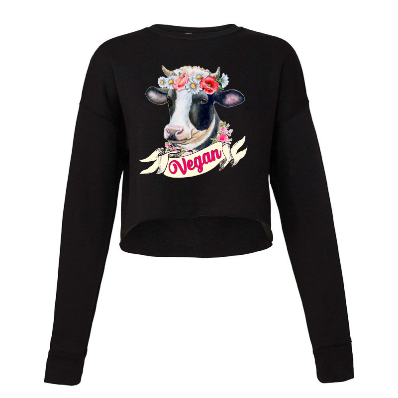 Funny Vegan Flower Cow Vegetarian Lovers Animals C Cropped Sweater by kerrmanthez | Artistshot