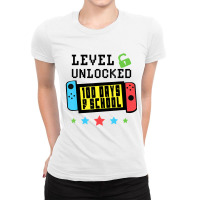 Level Unlocked 100 Days Of School Gamer Graphic Ar Ladies Fitted T-shirt | Artistshot