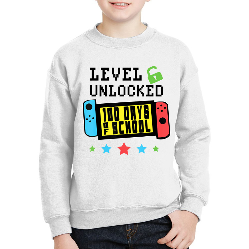 Level Unlocked 100 Days Of School Gamer Graphic Ar Youth Sweatshirt by holden | Artistshot