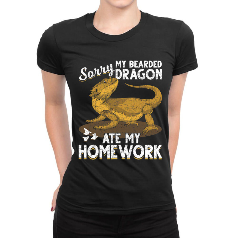 Sorry My Bearded Dragon Ate My Homework Bearded Dr Ladies Fitted T-Shirt by kerrmanthez | Artistshot