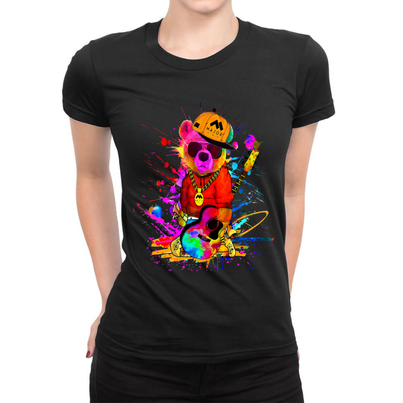 Hip Hop Bear Ladies Fitted T-Shirt by kerrmanthez | Artistshot