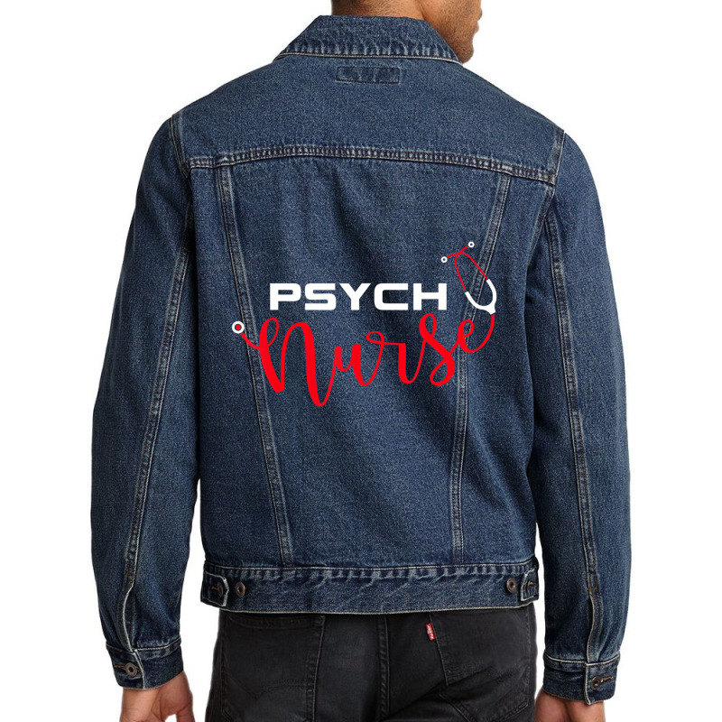 Psychiatric Nurse   Stethoscope Psych Nurse T Shir Men Denim Jacket | Artistshot