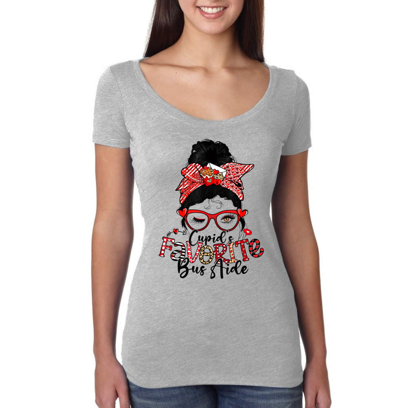 Cupid's Favorite Bus Aide Messy Bun Women Valentin Women's Triblend Scoop T-shirt by hausch | Artistshot