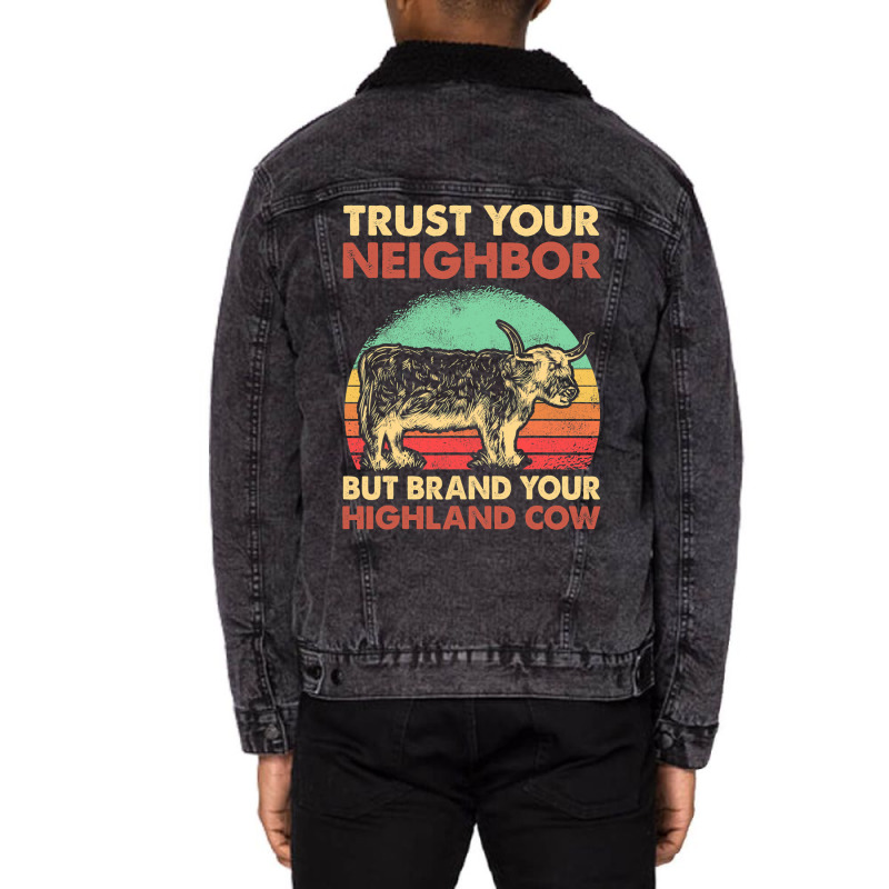 Highland Cattle Breeder Hairy Cow Farmer Highland  Unisex Sherpa-lined Denim Jacket | Artistshot