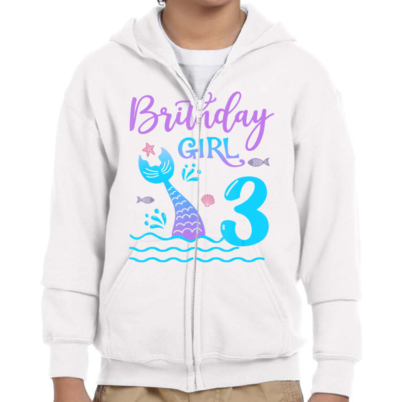 3 Year Old Gift Mermaid Tail 3rd Birthday Girl Dau Youth Zipper Hoodie | Artistshot