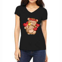 Matching Valentines Day Red Heart Big Bear Love Co Women's V-neck T-shirt | Artistshot