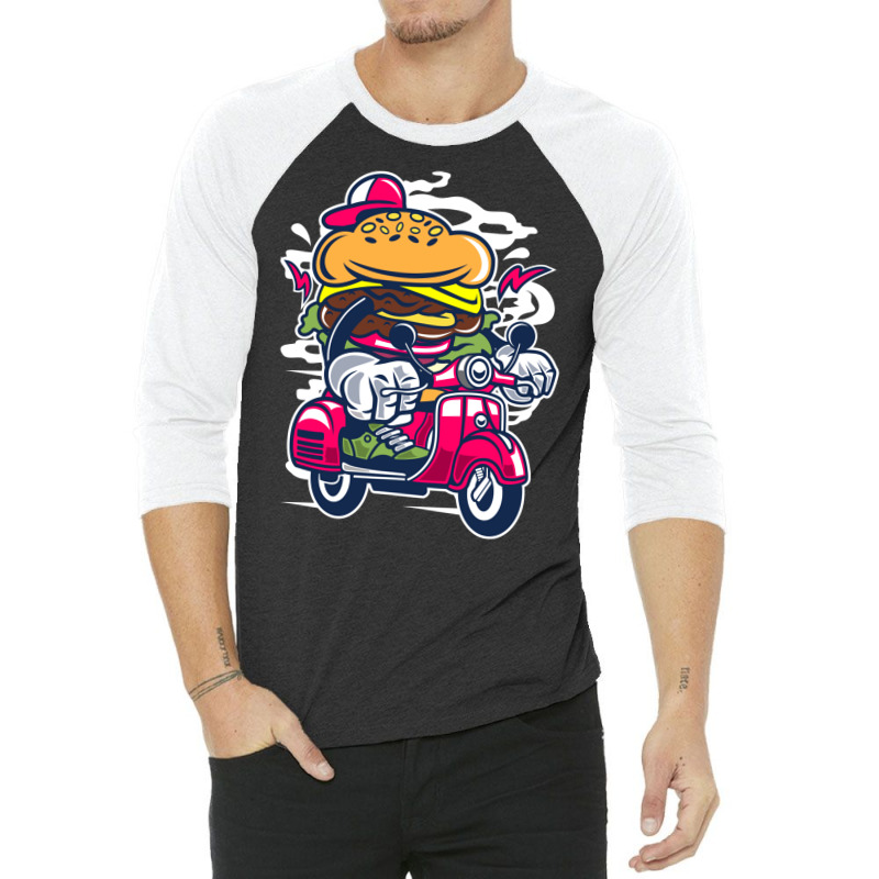 Burger Scooter 3/4 Sleeve Shirt | Artistshot