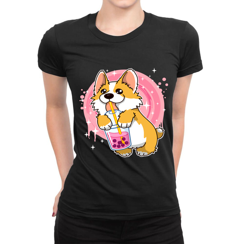 Boba Milk Tea Corgi Dog Puppy Lover Kawaii Japanes Ladies Fitted T-Shirt by DEBORAHBOURSSIQUOT | Artistshot