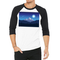 Snowy Cold Night Shooting Stars D20 Dice Moon Land 3/4 Sleeve Shirt | Artistshot