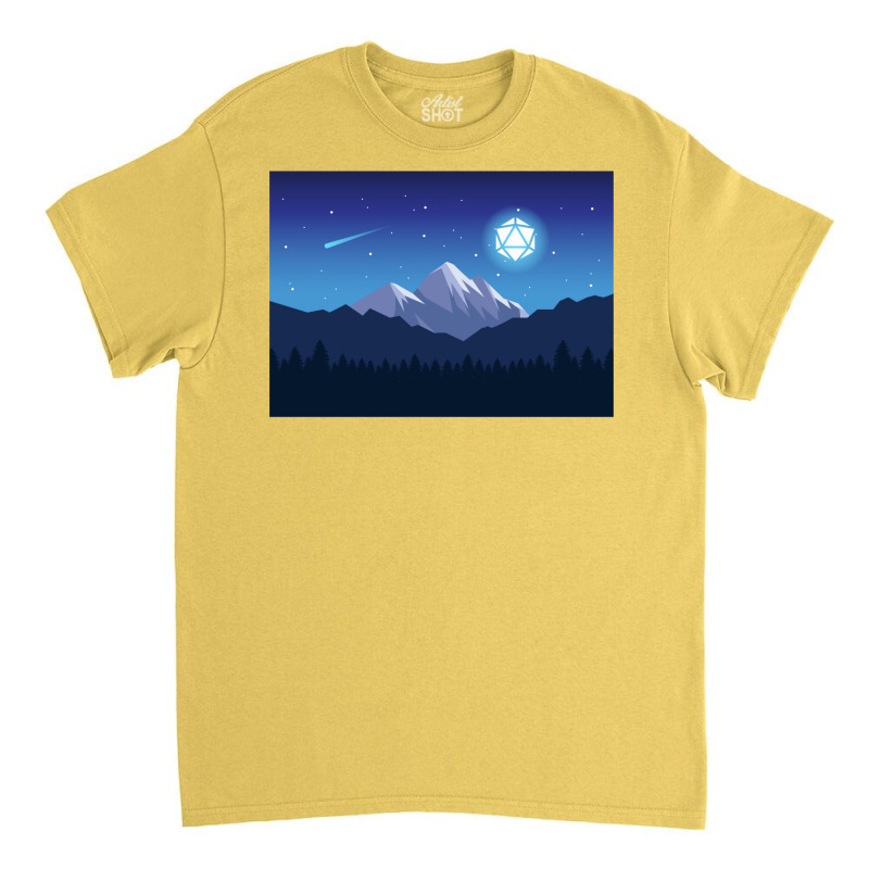 Snowy Cold Night Shooting Stars D20 Dice Moon Land Classic T-shirt | Artistshot