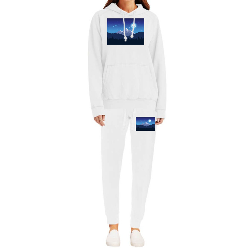 Snowy Cold Night Shooting Stars D20 Dice Moon Land Hoodie & Jogger Set | Artistshot