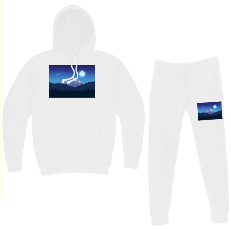 Snowy Cold Night Shooting Stars D20 Dice Moon Land Hoodie & Jogger Set | Artistshot