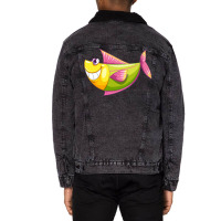 Cartoon Sea Animal Unisex Sherpa-lined Denim Jacket | Artistshot