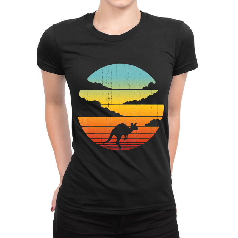 Kangaroo Retro Vintage Style 60s 70s Men Women Gif Ladies Fitted T-Shirt by mheny | Artistshot