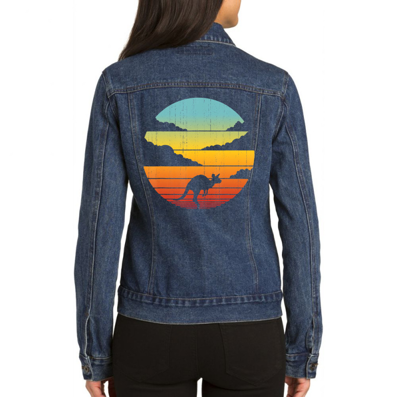 Kangaroo Retro Vintage Style 60s 70s Men Women Gif Ladies Denim Jacket by mheny | Artistshot