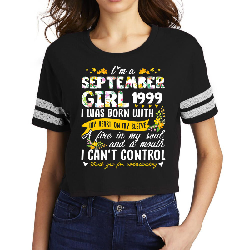 23rd Birthday Floral Girl Limited Edition Septembe Scorecard Crop Tee by catricegar | Artistshot