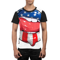 Usa Flag Dripping Lips 4th Of July Patriotic Ameri Graphic T-shirt | Artistshot