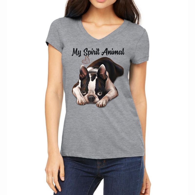 Boston Terrier Gift, Spirit Animal, Boston Terrier Women's V-Neck T-Shirt by imelde | Artistshot