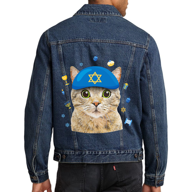 Happy Hanukkah Hanucat Cat Mom Pet Lovers Jewish H Men Denim Jacket | Artistshot