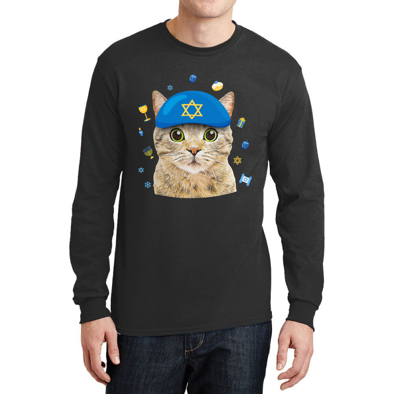 Happy Hanukkah Hanucat Cat Mom Pet Lovers Jewish H Long Sleeve Shirts | Artistshot