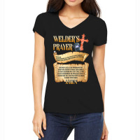 Welders Prayer Watch Over Me Welding Steelworker W Women's V-neck T-shirt | Artistshot