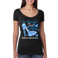 In November We Wear Blue Butterflies Diabetes Awar Women's Triblend Scoop T-shirt | Artistshot