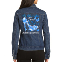 In November We Wear Blue Butterflies Diabetes Awar Ladies Denim Jacket | Artistshot