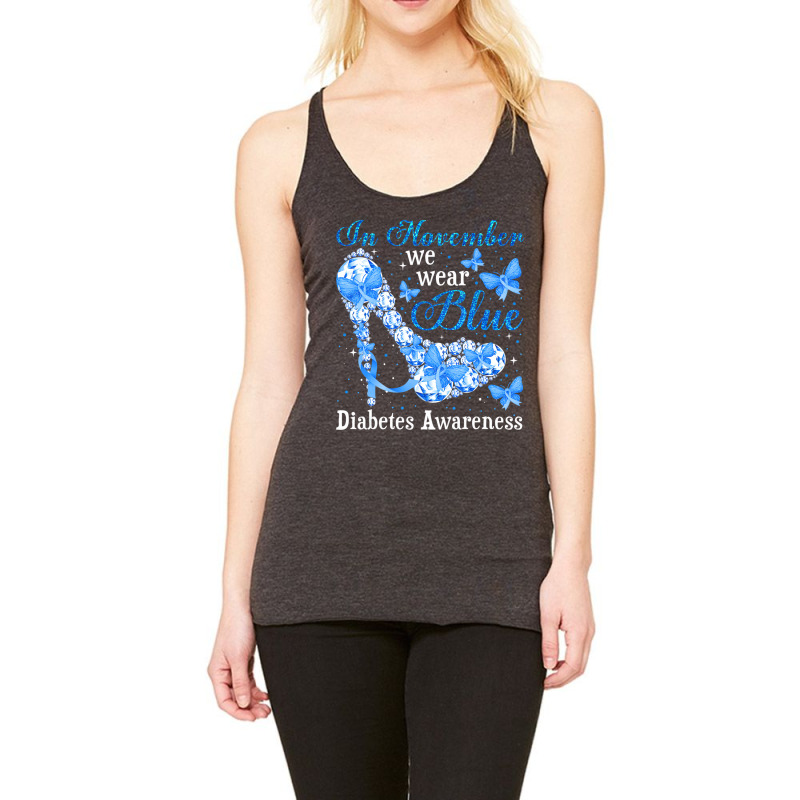 In November We Wear Blue Butterflies Diabetes Awar Racerback Tank by kranendon | Artistshot