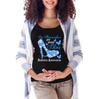 In November We Wear Blue Butterflies Diabetes Awar Maternity Scoop Neck T-shirt | Artistshot