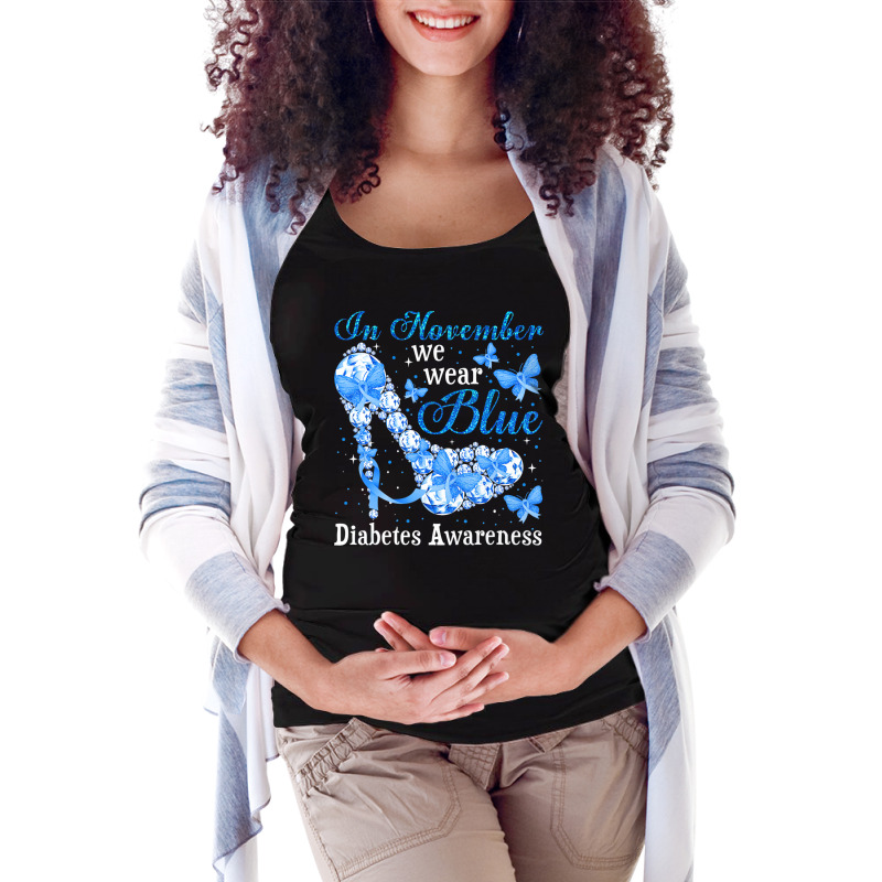 In November We Wear Blue Butterflies Diabetes Awar Maternity Scoop Neck T-shirt by kranendon | Artistshot