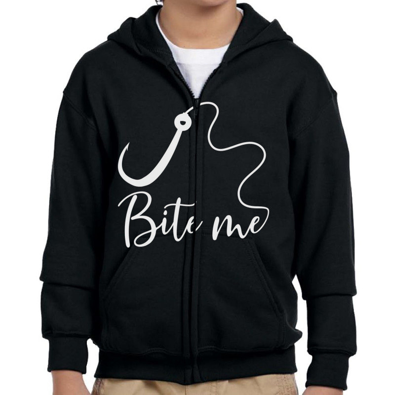 Bite Me Fishing T Shirt Youth Zipper Hoodie by dotson | Artistshot