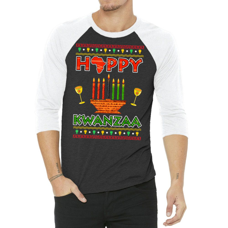 Happy Kwanzaa Kinara Candles African American Chri 3/4 Sleeve Shirt by aiiluurosy | Artistshot