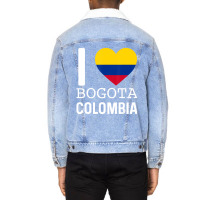 I Love Bogota Colombia Flag Map Colombian Pride Ca Unisex Sherpa-lined Denim Jacket | Artistshot