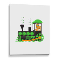 Dinosaur On Train St Patrick's Day Train Irish Sha Metal Print Vertical | Artistshot